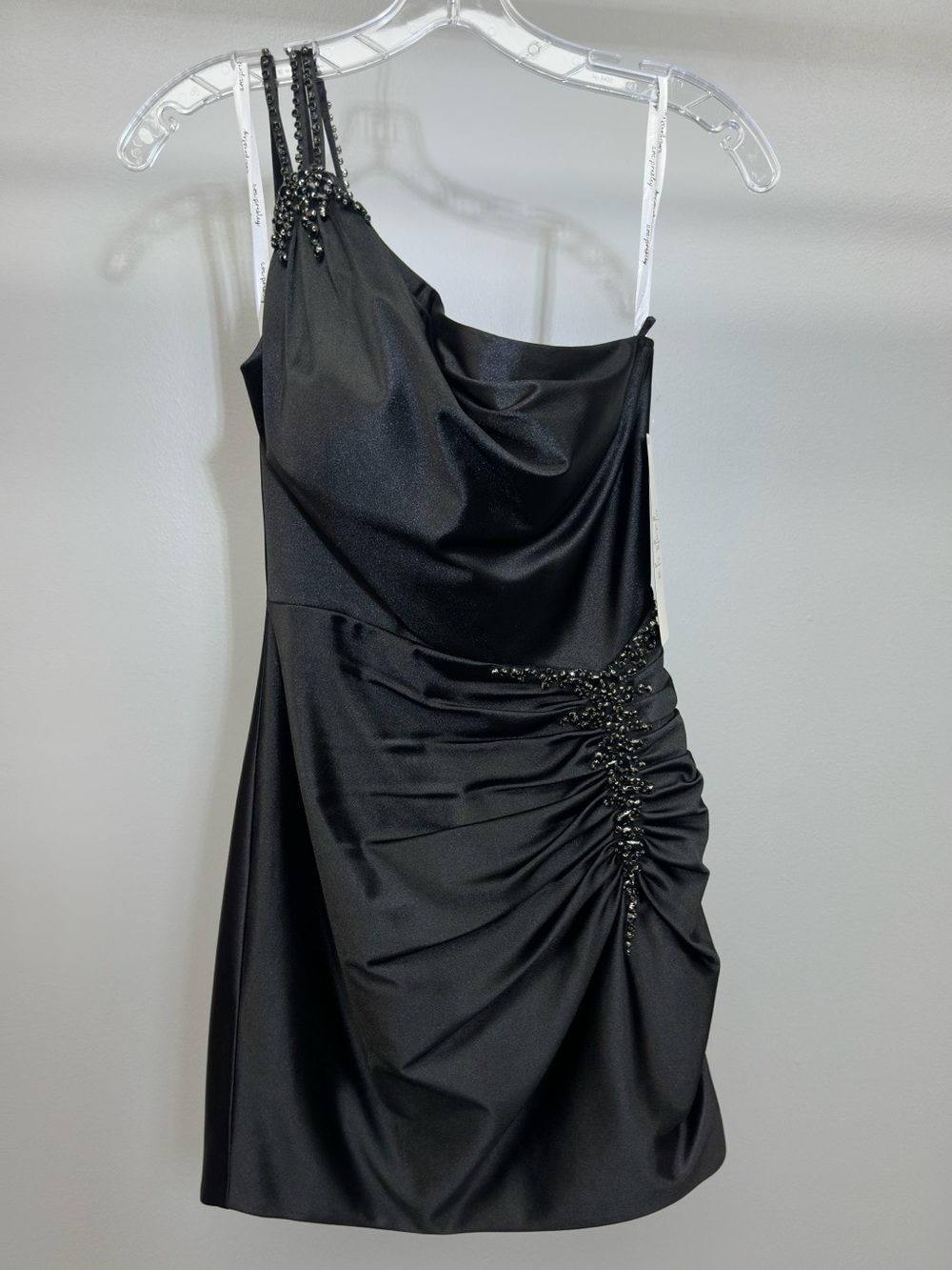 Black One Shoulder Beaded Dress